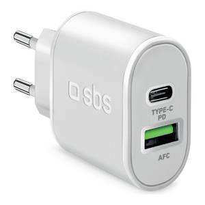 Cargador de Pared USB Tipo-A y Tipo-C de 20W con Entrega de Energía, Multifuncional, Blanco, TETRPD20W, Cavo Caricabatterie - Product Image 1