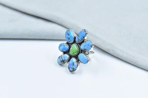 แหวนทอง Hill และ sonoran สีทองสีเทอร์ควอยซ์แหวนเงินปรับได้ทำด้วยมือเครื่องประดับช่างฝีมือสำหรับผู้หญิง - Product Image 4