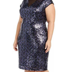 Abito Bodycon da donna Teeze Me blu navy, taglie forti alla moda, con paillettes e vita naturale - Product Image 2