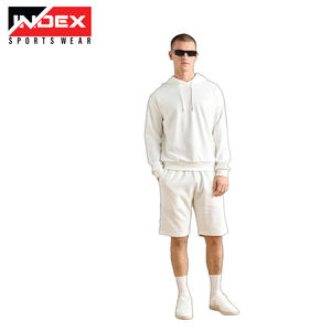 Sudadera con capucha y cremallera de color sólido informal de OEM europea y americana de otoño vintage elegante para hombre con pantalones cortos de punto - Product Image 3