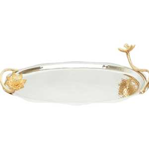 Premium Quality Aluminium <b>Tray</b> With Floral Handle in Low Price From Indian Manufacturer & Exporter - Product Image 1