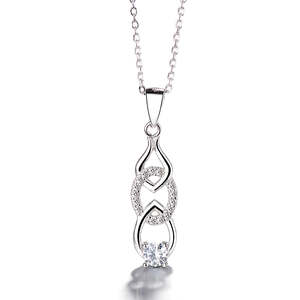 Collier avec pendentif en cristal en or rose 18 carats et argent sterling, bijoux élégants à perles - Product Image 2