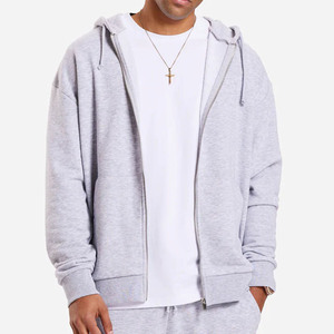 Heavy Terry Zipper Hoodie Oversize Full Zip Drop Shoulder Hoodie 100% Cotton Fleece Transpirable Streetwear Sudaderas con cremallera - Product Image 4