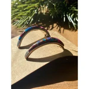 Navajo Handmade Pink Mohave Turquoise & Sterling <b>Silver</b> Inlay Stud <b>Earrings</b> - Product Image 3