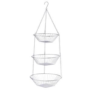 <b>Wire</b> <b>Hanging</b> <b>Basket</b> 3-Tier 72cm Tall 25.5cm Silver by Zeller Present - Product Image 2