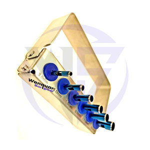 Juego de punzones de tejido Dental de 6 uds con soporte de fresa, Kit dorado de implante de cromo/Azul, instrumentos quirúrgicos manuales - Product Image 1