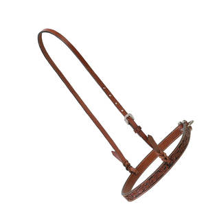 Premium Floral tallado cuero caballo Noseband calzones Color Castaño hecho a mano occidental ajustable brida ecuestre tachuela Rodeo - Product Image 5