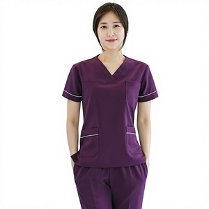 Ensemble de blouses médicales unisexes personnalisées OEM, col en V, légères, 100% coton satiné, uniforme de soins de santé - Product Image 1