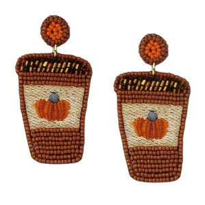 Pendientes de Latte de especias de calabaza de la mejor calidad, bordado de cuentas de semillas con perla, pendientes de bordado de cuentas de semillas inspiradas en Frappuccino - Product Image 6