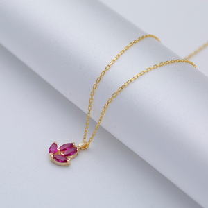 Marquise Cut Ruby CZ Fleur Charme Collier Argent En Gros Turc Fine Jewelry Bijoux Faits À La Main - Product Image 4