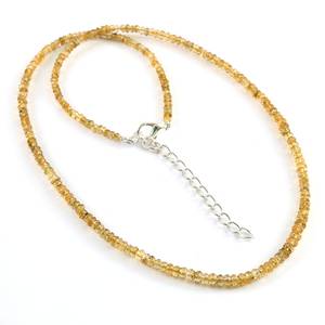 Natural Citrine Beaded Sterling Silver Necklace Yellow 2.5-4mm Faceted Rondelle Beads Wedding Jewelry Sparkling <b>Gift</b> Children's - Product Image 2