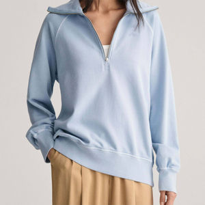 High Quality Custom 100_ Cotton <b>Fleece</b> Long Sleeve Quarter <b>Zip</b> Ladies With Pocket <b>Women</b> Winter Tops Streetwear Hoodie for <b>Women</b> - Product Image 6