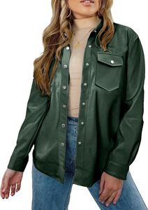 Abrigo de motorista de gran tamaño con bolsillo Chaqueta de piel sintética de manga larga para mujer Estilo de cuero con cinturón de invierno con etiqueta privada - Product Image 4
