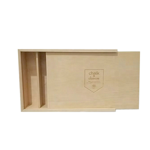 Boîte de rangement en pin massif à logo personnalisé avec compartiment USB Boîte à souvenirs de mariage Boîtes photo en bois à dessus coulissant pour clés USB photo - Product Image 1