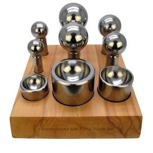 Cupola Punch and Die Set de 6 Jumbo Dapping Punch 3 Round Block Die Side Punch dapping tools - Product Image 1
