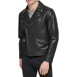 Chaqueta de cuero al por mayor con material de cremallera múltiple de calidad superior del último diseño - Product Image 4