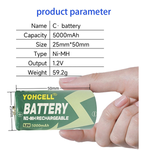 Yohcell <span class=keywords><strong>AA</strong></span> mô hình C Kích thước có thể sạc lại 1.2V Nimh pin tùy chỉnh công suất tùy chọn cho các thiết bị hàng ngày như đồ chơi & đèn pin - Product Image 3