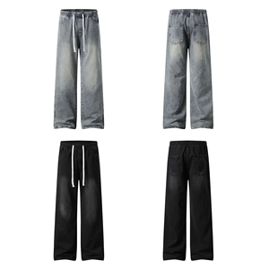 Pantalones vaqueros ajustados de diseñador para hombre, pantalones vaqueros azules de estilo vintage con botón Fly de talla grande y grosor de peso pesado - Product Image 6