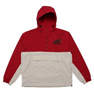 Color Block Hooded Quarter-Zip Windproof JacketCasual Outdoor Sporty Style with Embroidered Logo Utility Pockets <b>Men's</b> <b>Jackets</b> - Product Image 3