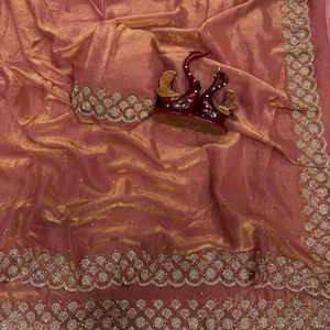 Collection de saris en soie originale Jarkan Diamond Worked, catalogue complet disponible au prix de gros, collection de saris exclusive. - Product Image 1