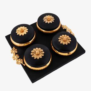 Ensemble de 3 récipients et bocaux en cuivre pour fruits secs Plateau en bois avec poignées de luxe Vente à chaud de bocaux en métal pour noix Ensembles de cadeaux - Product Image 5