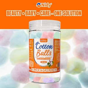 Boules de coton multicolores NIDY, coton doux et hygiénique, coloré, pour le maquillage, les soins pour bébés, l'artisanat et l'usage quotidien, pot de 100 pièces. - Product Image 5