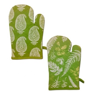 Joyeuses Pâques Lapin Abeille Imprimé Attrayant Meilleure Vente Grill Conventionnel Certifié GOTS 100% Moufles de Sécurité pour Four en Coton Biologique - Product Image 4