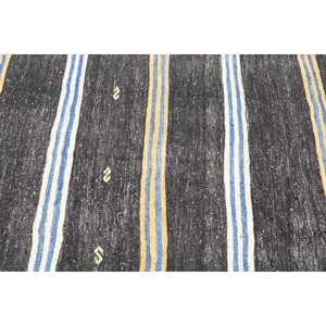 Tapis turc 3,7 x 12,3 pieds, tapis de couloir vintage, tapis bleu noir style sud-ouest - Product Image 5