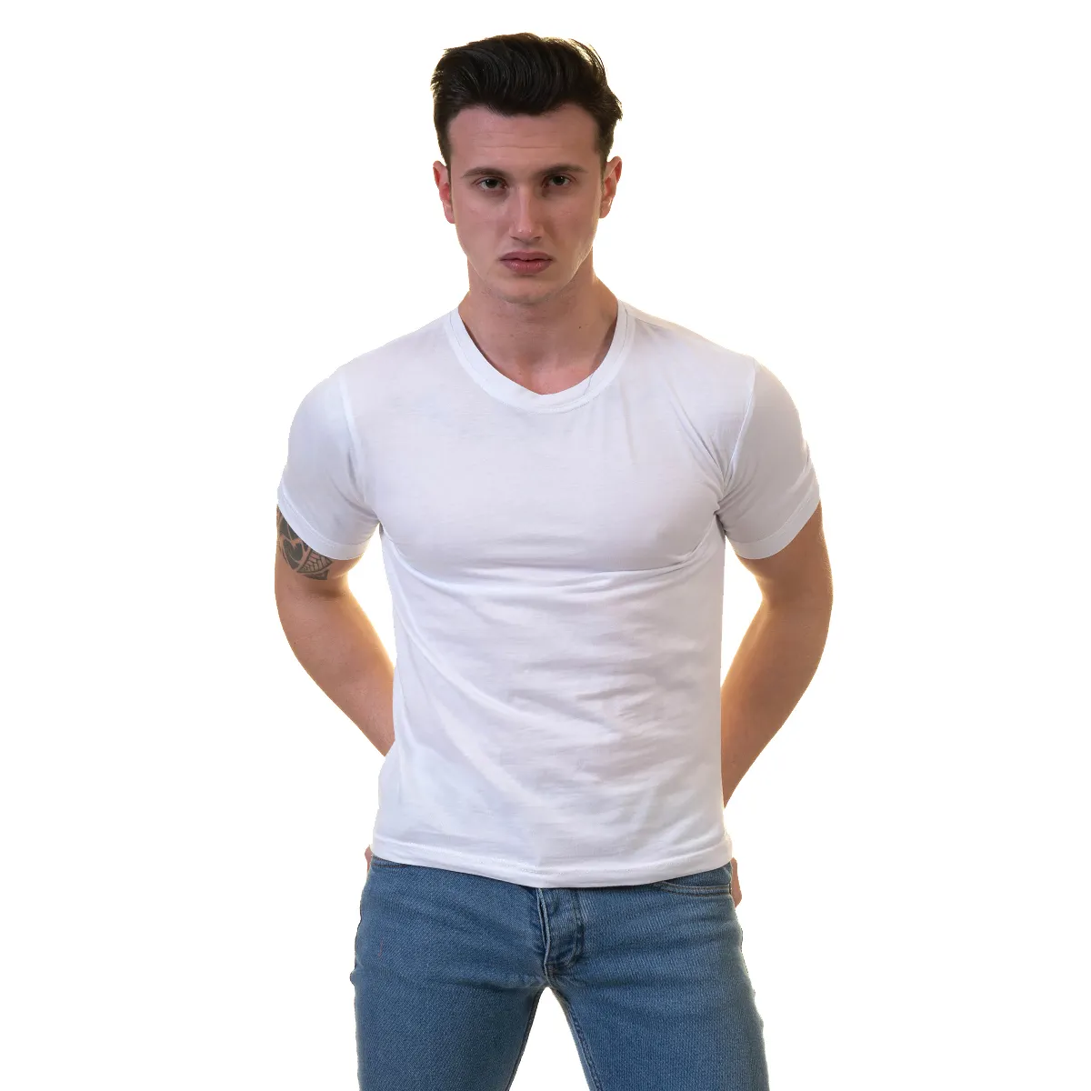 Großhandel billig hochwertige Polyester Rundhals ausschnitt schnelle Anpassung Drop Schulter T-Shirts, weißes T-Shirt, chr Made in Turkey