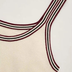 High Quality Custom Color Contrast Knit Tank Top Comfortable Crop Top <b>Women</b> Plus Size Available Solid Spandex/Cotton Button - Product Image 3