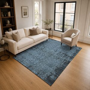 Tapis de salon LXDP-0908 RUGS DEPOT, bleu marine, traditionnel, oriental, imprimé numériquement, lavable en machine, chenille, antidérapant - Product Image 2