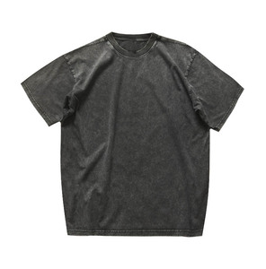 T-shirt vintage lourd 250gsm T-shirts noirs en coton lavé T-shirts graphiques à impression numérique lavés à l'acide - Product Image 2