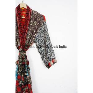 Robe longue vintage en soie à imprimé floral pour femme, manches longues, printemps-été, multicolore, vêtements de nuit, vente en gros, kimono - Product Image 3