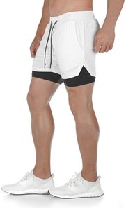 Shorts de sport pour hommes à motif sportif, séchage rapide, pour entraînement, course et fitness, double couche, taille élastique, pour la gym - Grande Vente - Product Image 5
