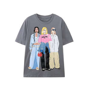 Femmes Nouveau Design Chemise en coton à manches courtes Logo personnalisé Tenue tendance T-shirts pour femmes T-shirt Coton uni - Product Image 1