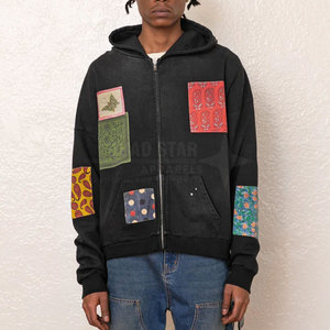 เสื้อฮู้ดผู้ชายแบบเย็บปะติดสำหรับผู้ใหญ่เสื้อฮู้ดผ้าปะต่อสำหรับฤดูหนาว - Product Image 2