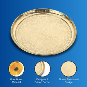 งานทำด้วยมือทองเหลืองแท้7นิ้วพร้อมลายนูนดอกไม้หรูหราออกแบบสำหรับงานแต่งงานและดิวาลีงานฝีมือโลหะเคลือบทอง - Product Image 5