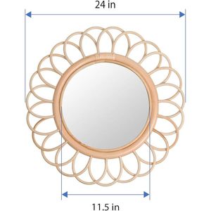 กระจกเงาหวายตกแต่งขนาดกลางสีน้ำตาลอ่อน - Product Image 5