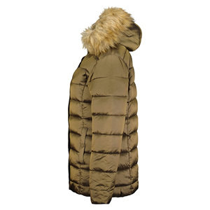 Moda cremallera abotonada puños elásticos mujeres Parka chaqueta clásica cálida chaqueta con capucha de piel con parches personalizados - Product Image 4
