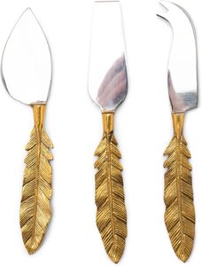 Juego de queso de metal dorado hecho a mano con mango de hoja Juego de herramientas decorativas para queso a precio asequible - Product Image 5