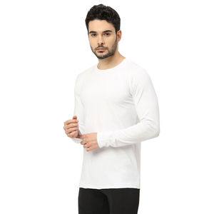 T-shirt pour homme de haute qualité, col rond, logo personnalisable, coupe classique, 100% coton, tricot uni, manches longues, service OEM - Product Image 3