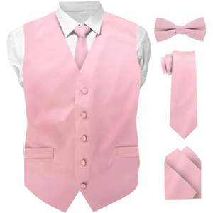 Vittorio Farina Groom Wear Vest Set White <b>Back</b> Bow <b>Tie</b> Pocket Square Mustard Orange Pink <b>Silver</b> Tur Colors Double Breasted - Product Image 5