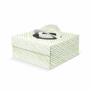 Boîte à gâteau carrée recyclée Mod. SMILE avec poignées et fenêtre en plastique 31x31x12 cm - Product Image 1
