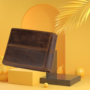 กระเป๋าสตางค์หนัง PU สำหรับผู้ชายดีไซน์ใหม่ทันสมัยบางเฉียบมีช่องซิปปิดมีช่องใส่บัตรโพลีเอสเตอร์แบบเรียบง่าย - Product Image 6