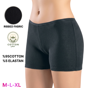 Culottes Boyshort Femme en Coton Côtelé Respirantes Taille Haute Rayées Écologiques avec Logo Tricoté Tailles M-L-XL - Product Image 2