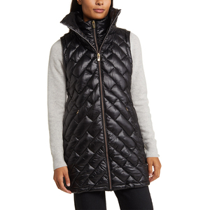 Chaqueta de poliéster 100% acolchada transpirable a prueba de viento para mujer, sin mangas, con cuello en V, cierre de cremallera, ropa exterior informal para cuatro - Product Image 4