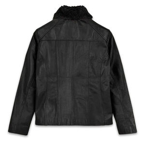 Ventes en gros, logo personnalisé, veste en cuir véritable à fermeture éclair, veste d'hiver en cuir de haute qualité pour hommes - Product Image 2