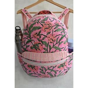 Sac à dos miniature en coton matelassé fait main léger, imprimé floral indien, style bohème, avec fermeture éclair, pour le camping, l'usage quotidien, unisexe, tous - Product Image 2