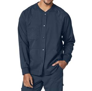 Unisex Sólido Cuello en V 5 Bolsillos Top Manga Larga Rib Cuff Lab Coat Custom OEM Hospital Enfermera Scrubs Workwear Snap Scrub Sets - Product Image 6