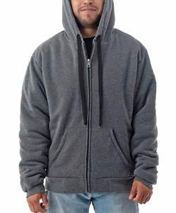 <b>Mens</b> Winter Heavyweight <b>Hoodie</b> Solid Zip up <b>Fleece</b> <b>Hoodie</b> <b>Sherpa</b> Lined Thermal Jacket - Product Image 2
